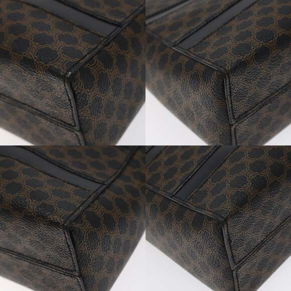 CELINE Macadam Canvas Shoulder Bag Pvc Leather Black Gold - Picture 10 of 12